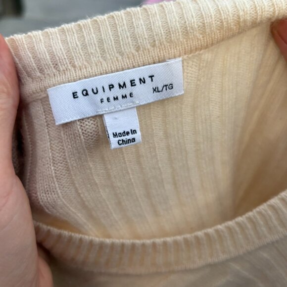 Equipment Emmaline Rib Wool & Cashmere Sweater Cream Ivory - Picture 5 of 6